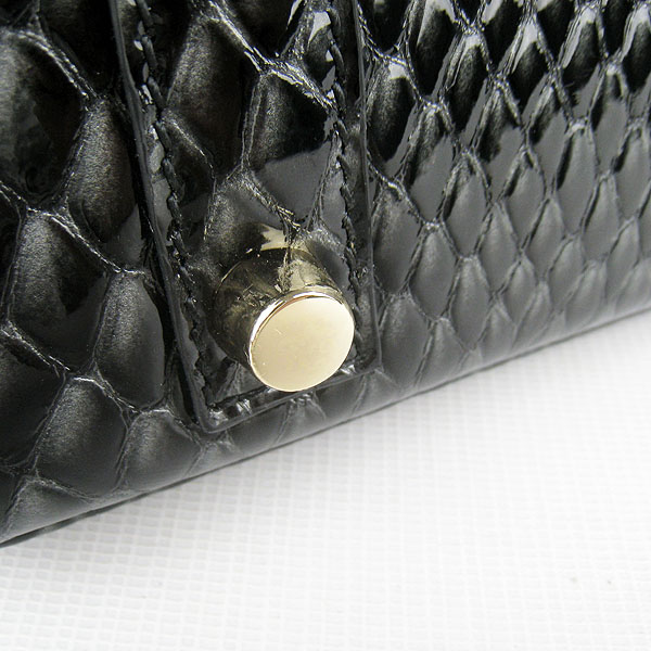 High Quality Fake Hermes Birkin 35CM Fish Veins Leather Bag Black 6089
